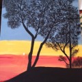 tree on sunset painting
