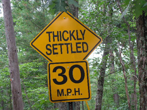 Massachusettes Thickly settled sign