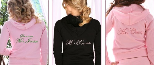 justjengroup jeweled bridal hoodies, soon to be shirts for bride