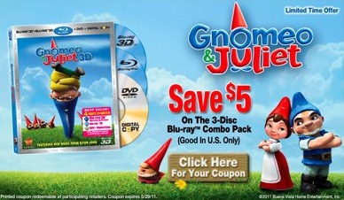 Gnomeo & Juliet DVD Coupon
