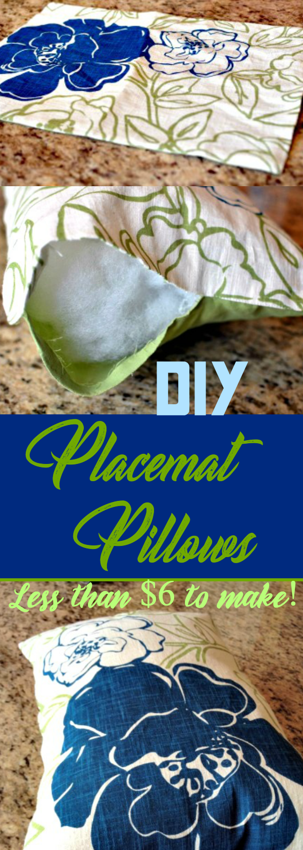 These DIY placemat pillows are so easy to make, and they cost less than $6 each!