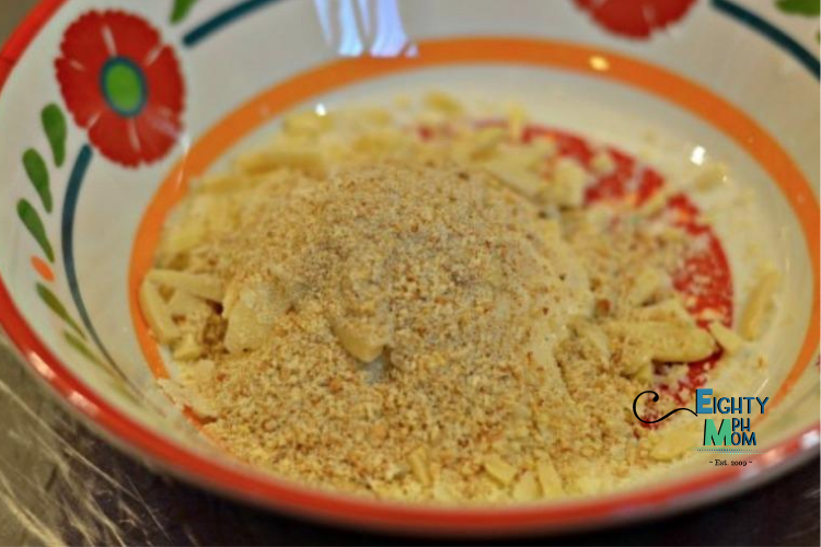 Panko crumbs in bowl for Almond Crusted Chicken Recipe
