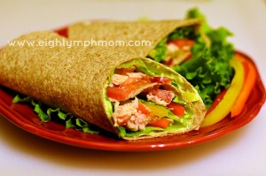 chicken wraps, avocado dressing