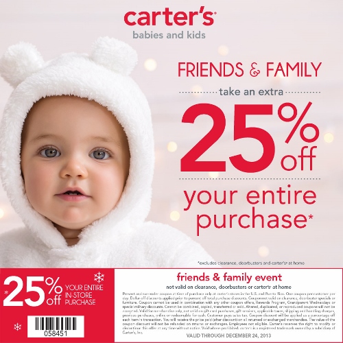 Carter's Friends & Family Event In-Store Coupon