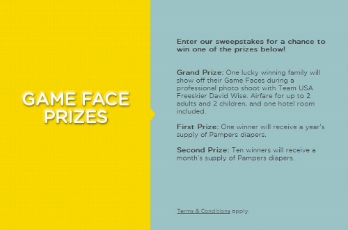 Pampers Game Face Prizes