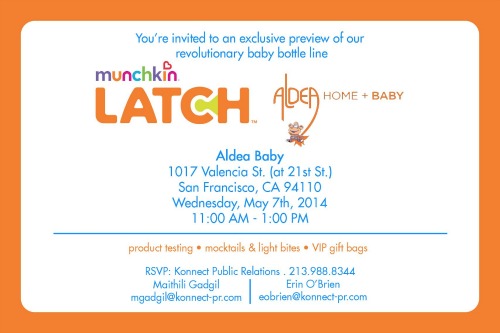 Munchkin,LATCH,Aldea Baby,San Francisco,event,party,invitation