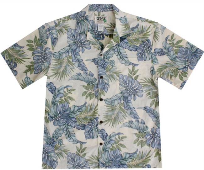 wave shoppe men's hawaiian shirt blue green