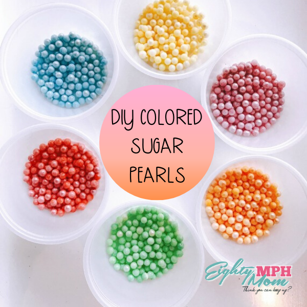 Green, Orange, Red, Pink, Blue, and Yellow Homemade Sugar Pearls